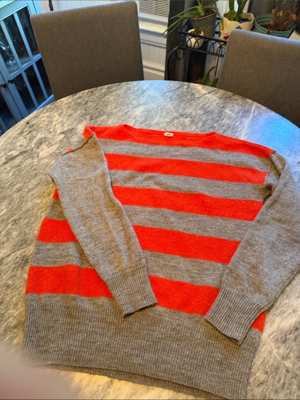 J. Women’s Orange and Grey Crewneck Sweater